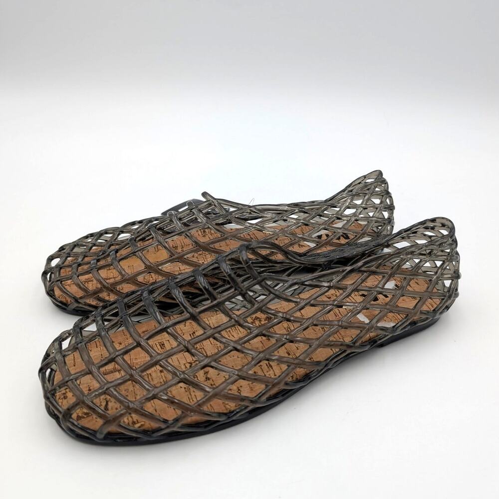 Woven Mesh Slip-On Flats in Black